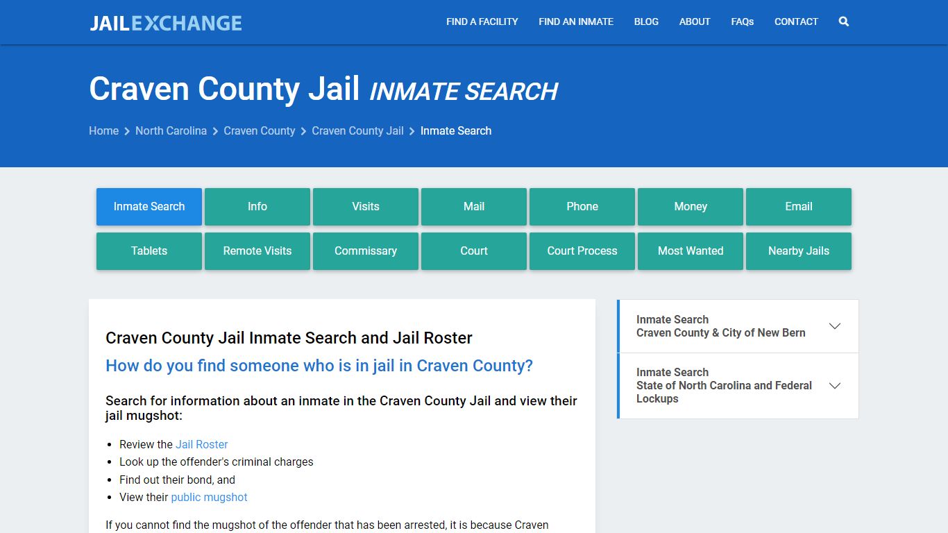 Inmate Search: Roster & Mugshots - Craven County Jail, NC - Jail Exchange